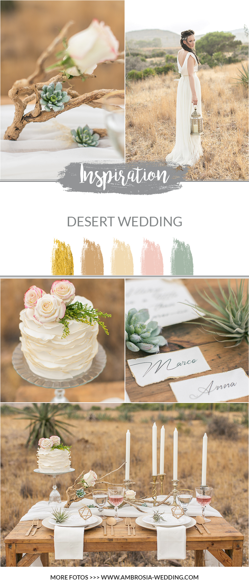 Desert Wedding Moodboard Farbpalette Ideen für die Hochzeitsdeko